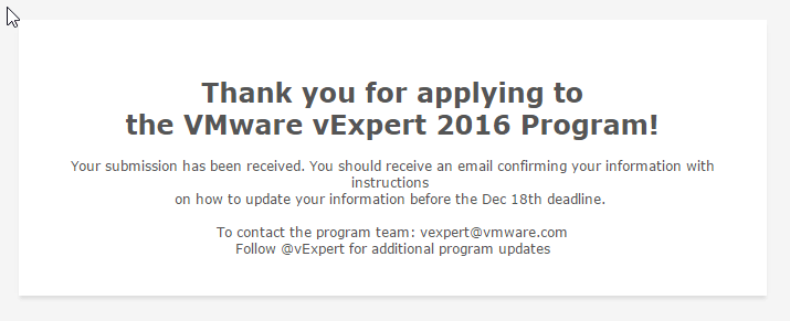 Applying to vExpert 2016